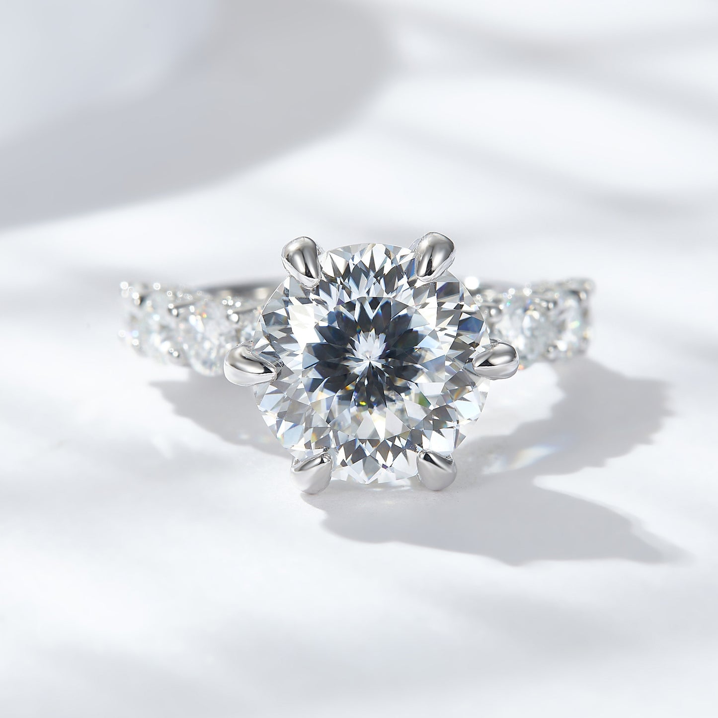 5 Carat Round Cut Moissanite Halo Engagement Ring product image