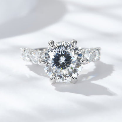 5 Carat Round Cut Moissanite Halo Engagement Ring