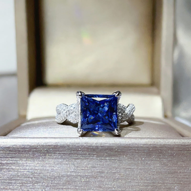 5 Carat Princess Cut Moissanite Ring for Women, Geometric Square Engagement Ring product image