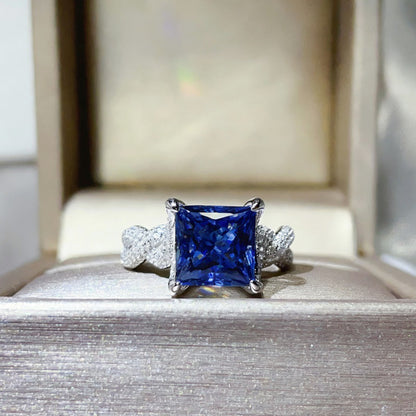 5 Carat Princess Cut Moissanite Ring for Women, Geometric Square Engagement Ring