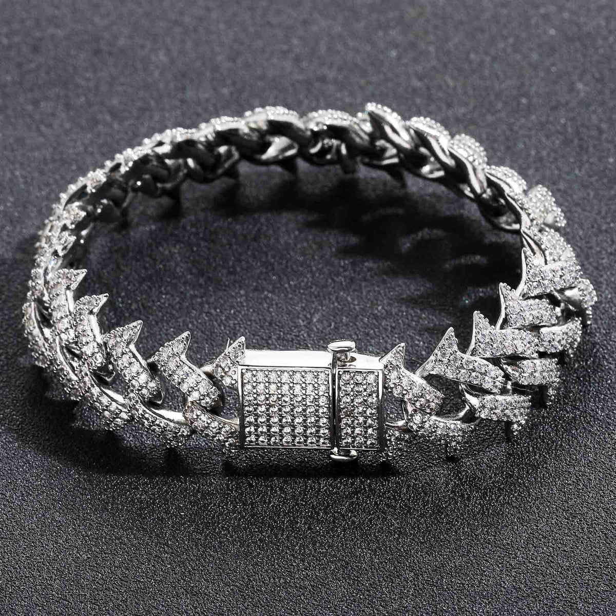 Hip Hop Cuban Link Thorn Spike Cubic Zirconia Bracelet for Men product image