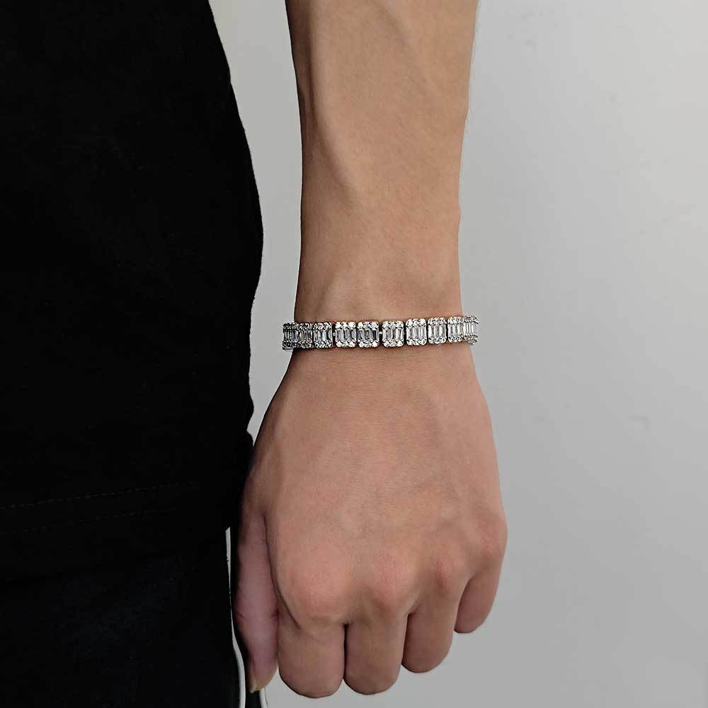 8 mm Baguette CZ Tennis Hip Hop Bracelet with Copper Base - CHA119 product image