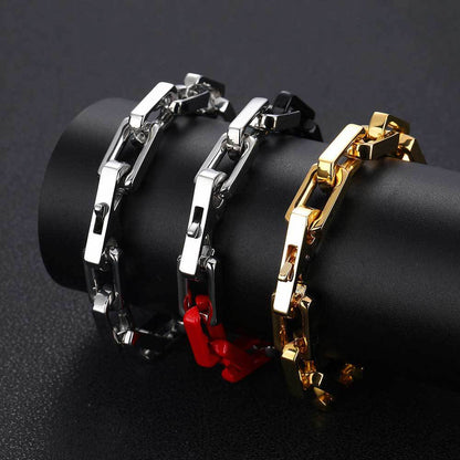 9 mm Polished Rectangular Link Hip Hop Necklace or Bracelet with Stainless steel Base - CHA261