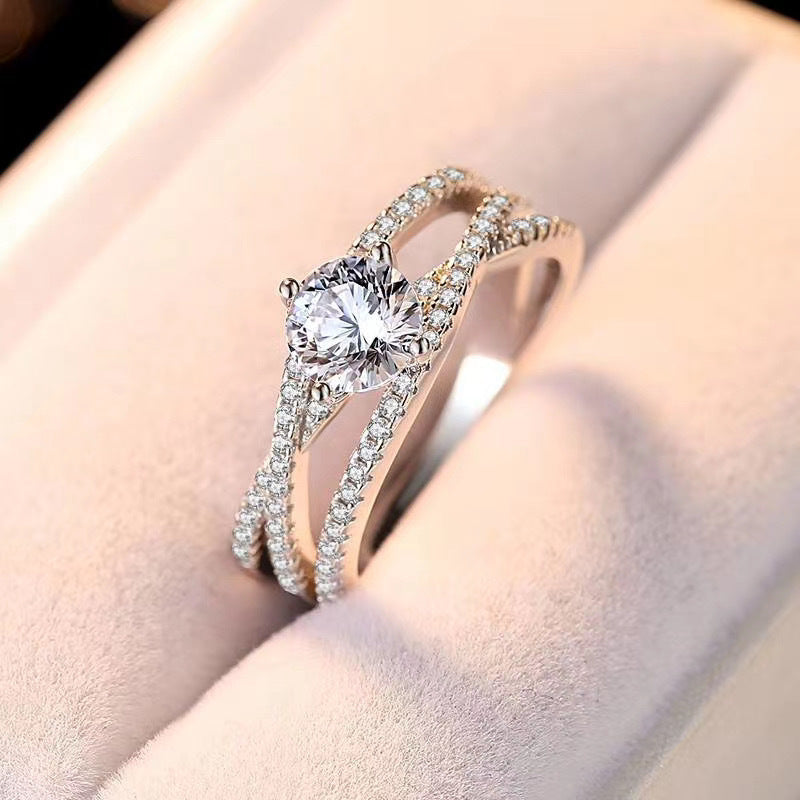 Moissanite Ring for Women, 18K Gold Plated 925 Sterling Silver Halo-Inspired Promise Engagement Ring product image