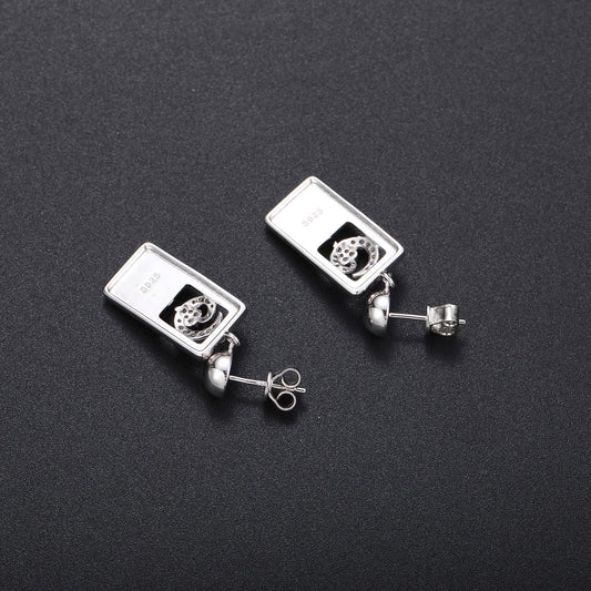 Unisex Silver Tone Geometric Snake Stud Earrings with Moissanite Accent alternate product image