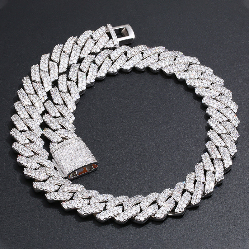 Iced Out Double Row Cuban Link Chain Necklace for Men and Women - Micro Pave Cubic Zirconia Hip Hop Statement Chain product image