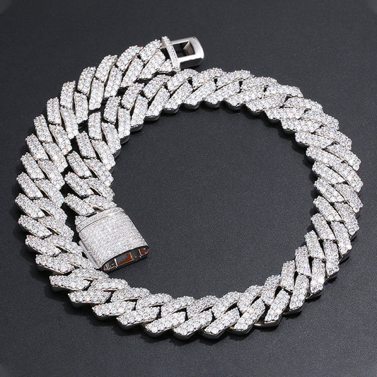Iced Out Double Row Cuban Link Chain Necklace for Men and Women - Micro Pave Cubic Zirconia Hip Hop Statement Chain alternate product image