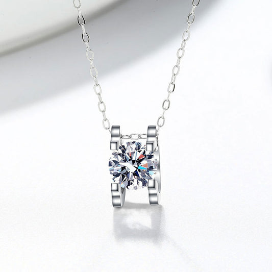 1/2 ct Moissanite Pendant Necklace, Box Chain, Round Color Stone, Layering Jewelry product image