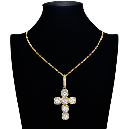 Light Luxury Cross Cubic Zirconia Pendant Necklace for Men and Women