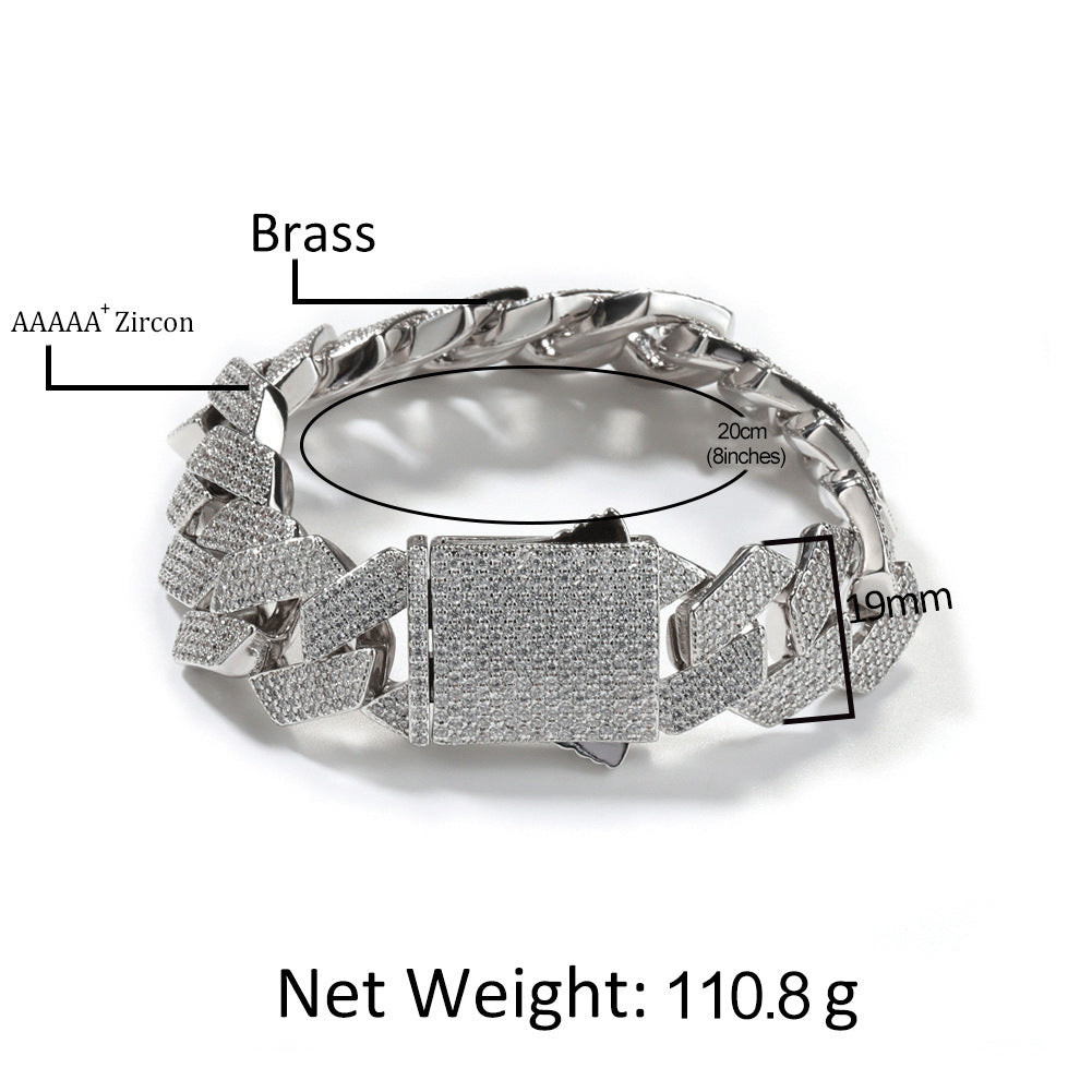 Iced Out Cuban Link Chain Bracelet for Women & Men - Gold Plated or Silver Plated Statement Bracelet, 7 Inch / 8 Inch