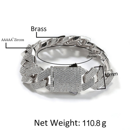 Iced Out Cuban Link Chain Bracelet for Women & Men - Gold Plated or Silver Plated Statement Bracelet, 7 Inch / 8 Inch