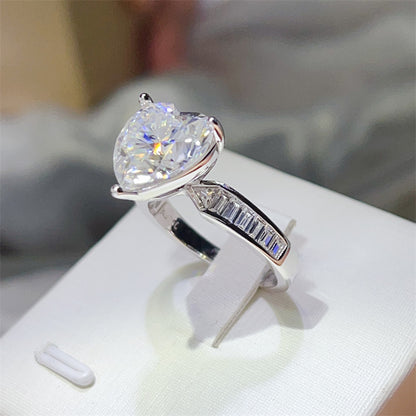 Heart Cut Moissanite Ring for Women, Halo-Style Engagement Ring, 1 Carat 2 Carat 3 Carat 5 Carat Promise Ring