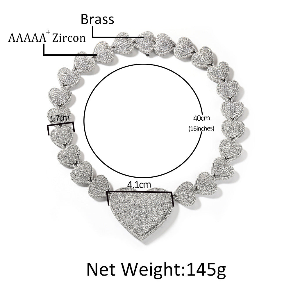 Iced Out Heart Chain Necklace with Cubic Zirconia Pendant for Women & Men product image