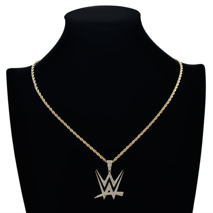 Letter Cubic Zirconia Pendant Necklace for Men and Women