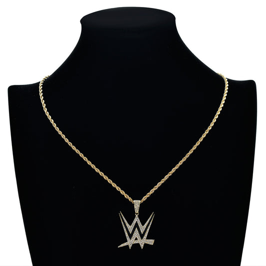 Letter Cubic Zirconia Pendant Necklace for Men and Women