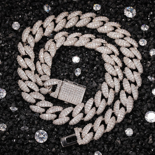 Iced Out Cuban Link Necklace for Women and Men – Gold Plated or Silver Plated Copper Chain Pendant Necklace in 16, 18, 20 Inch