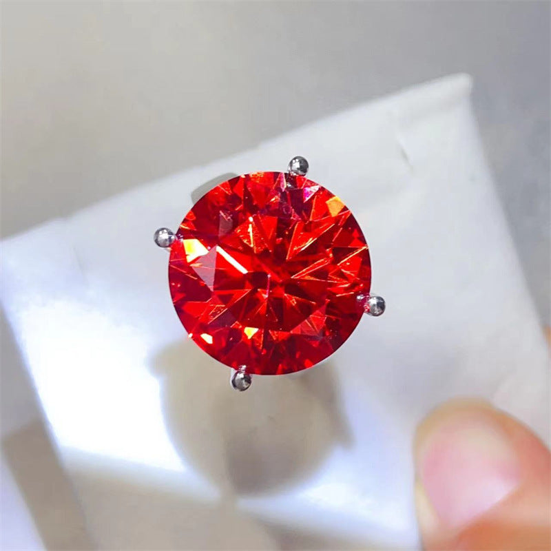Red Moissanite Ring or Pendant Necklace for Women, Round Cut Statement Jewelry, 1 to 20 Carat Style Options product image