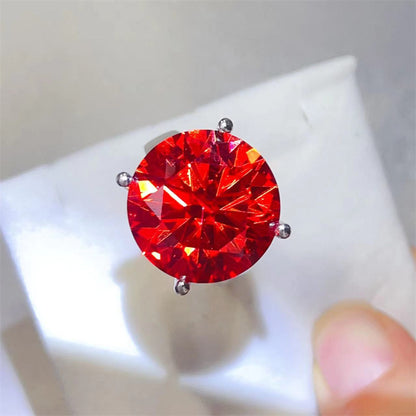 Red Moissanite Ring or Pendant Necklace for Women, Round Cut Statement Jewelry, 1 to 20 Carat Style Options