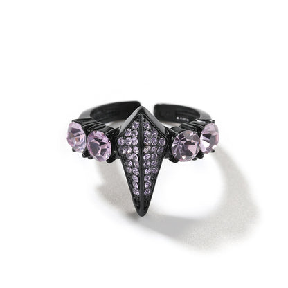 Men’s Adjustable Geometric Statement Ring with Cubic Zirconia Accent Stones