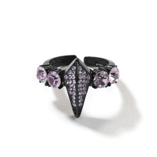 Men’s Adjustable Geometric Statement Ring with Cubic Zirconia Accent Stones