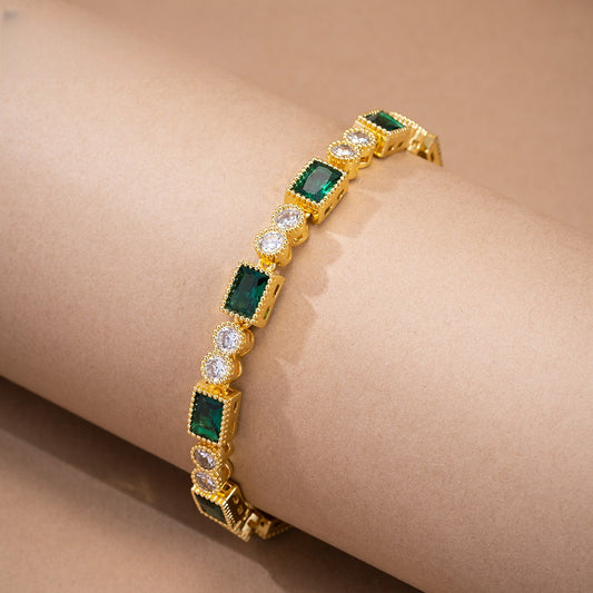 Round & Rectangular Gem Minimalist Bracelet for Women