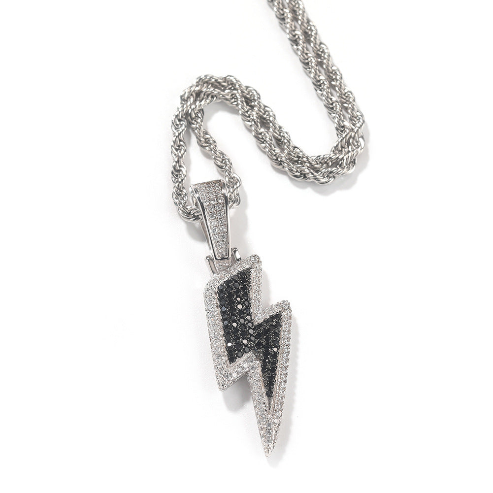Lightning Bolt Cubic Zirconia Pendant Necklace with 24-Inch Twist Chain for Women