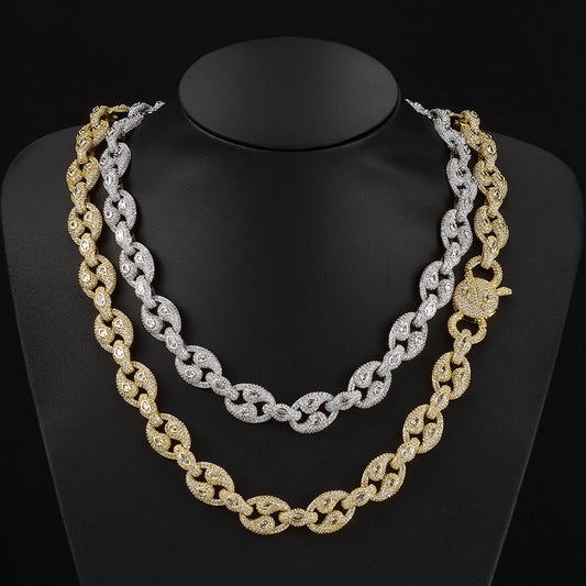 15 mm Yin-Yang Pave CZ Link Hip Hop Necklace with Copper Base - CHA440 alternate product image