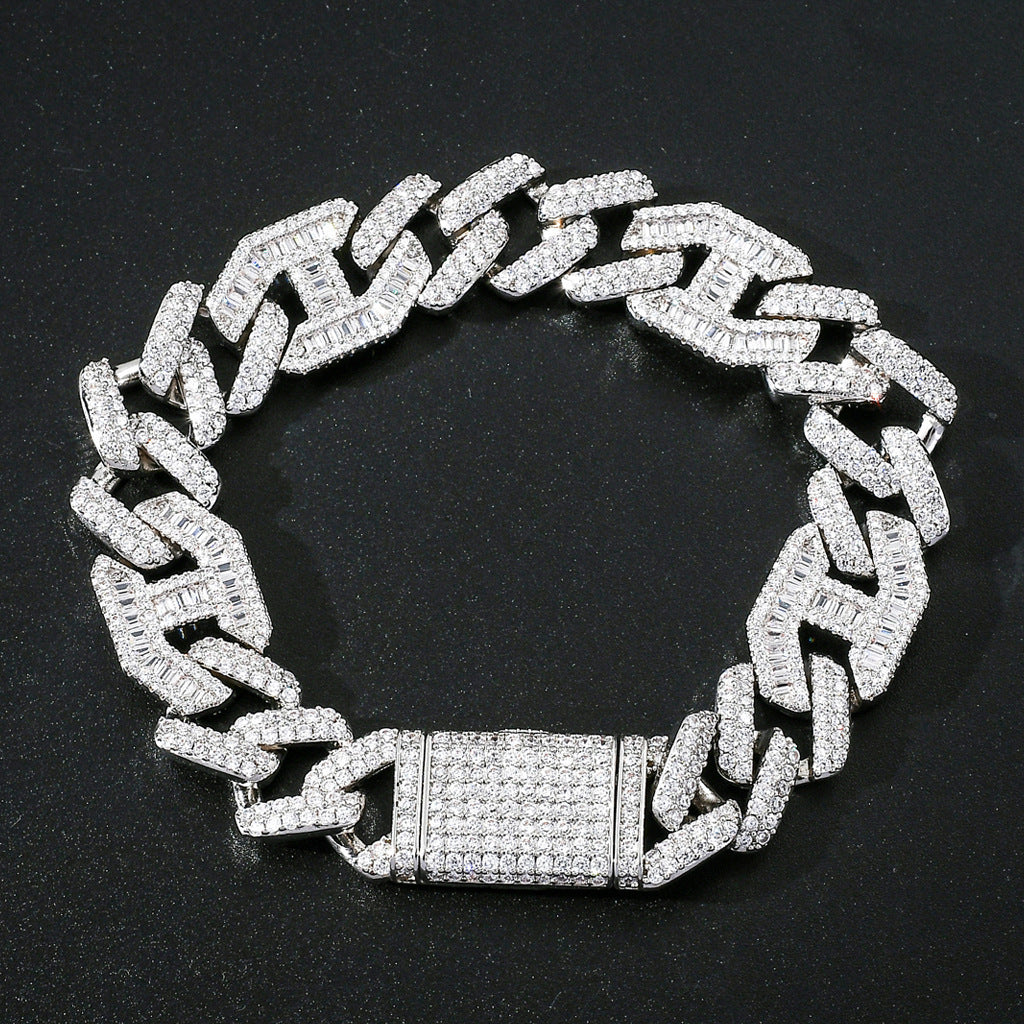 Hip Hop Light Luxury Cuban Link Cubic Zirconia Bracelet for Men