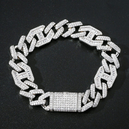 Hip Hop Light Luxury Cuban Link Cubic Zirconia Bracelet for Men
