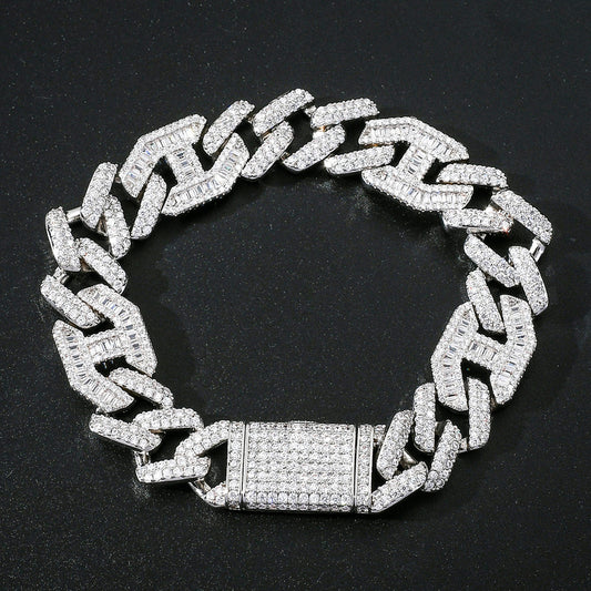 Hip Hop Light Luxury Cuban Link Cubic Zirconia Bracelet for Men