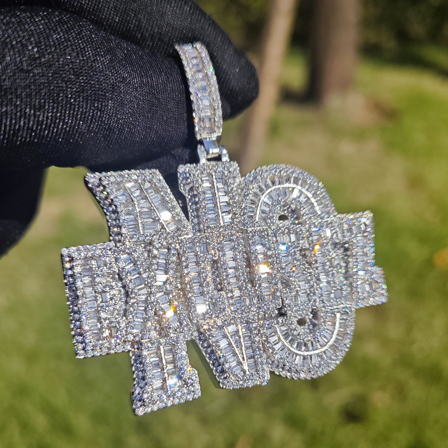 Iced Out Letter Pendant Necklace for Men