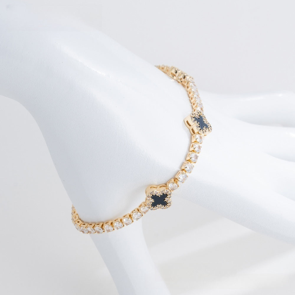 Elegant Clover Tennis Bracelet for Women, Trendy Dainty Everyday Jewelry