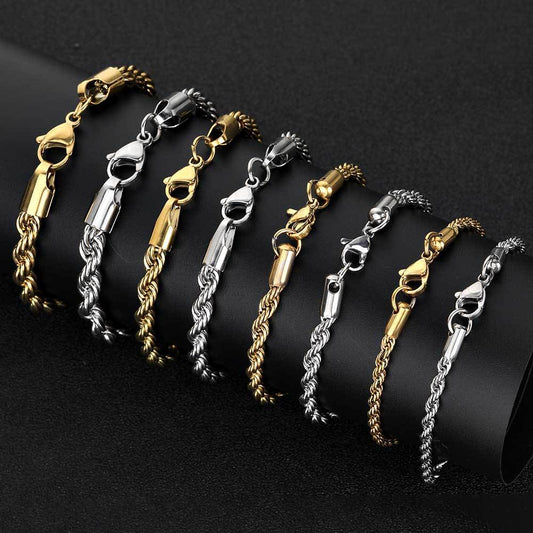 3-6 mm Twisted Rope Stainless steel Necklace or Bracelet - CHA094 alternate product image