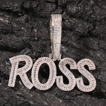 Silver-tone ROSS custom name pendant