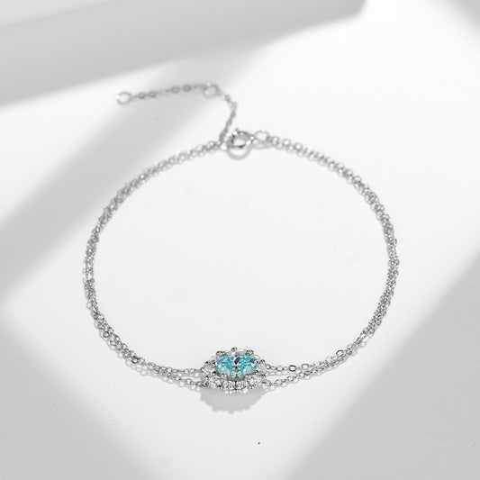 Oval Halo Bracelet, Double-Chain Adjustable Wrist Jewelry alternate product image