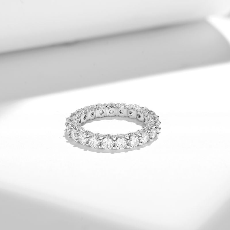 Moissanite Full Eternity Ring, Round Cut Wedding Band for Women, S925 Sterling Silver Promise Ring product image