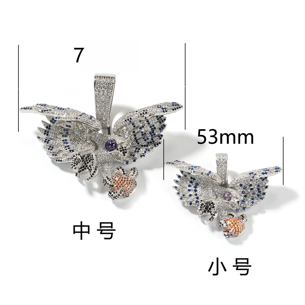 Iced Eagle Pendant Necklace for Men & Women with Cubic Zirconia Hip Hop Statement Chain