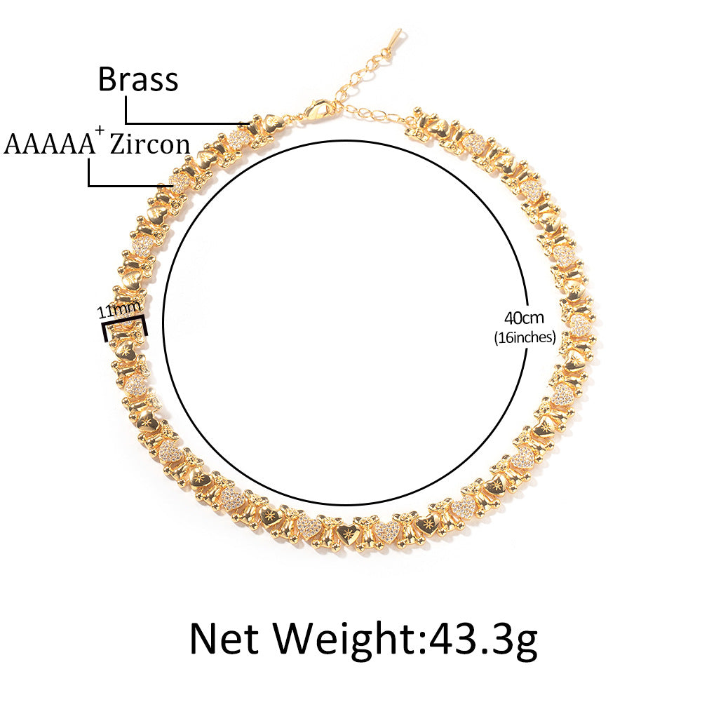 Unisex Cartoon Bear Cubic Zirconia Chain Bracelet Necklace Pendant in Gold or Silver Tone