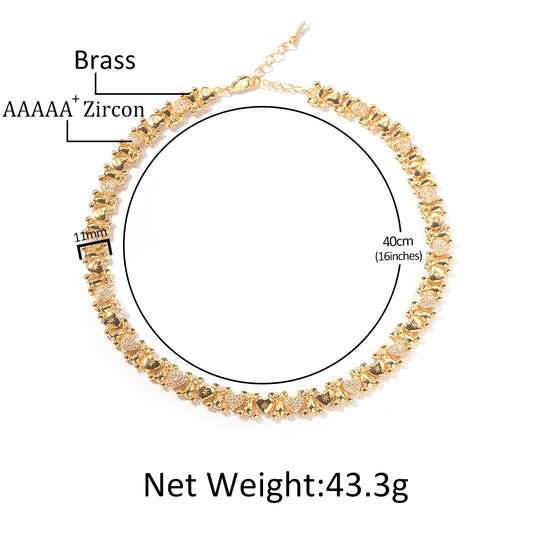 Unisex Cartoon Bear Cubic Zirconia Chain Bracelet Necklace Pendant in Gold or Silver Tone