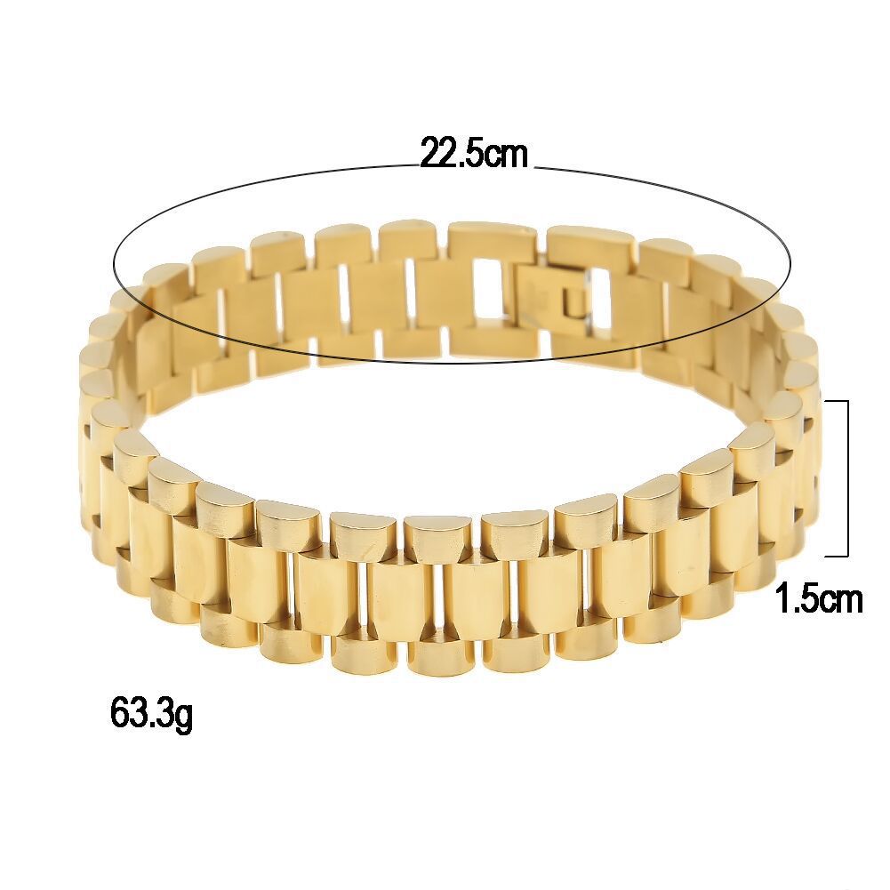 Unisex Stainless Steel Geometric Link Bracelet – Trendy Statement Chain Bangle in Blue, Gold, or Silver product image