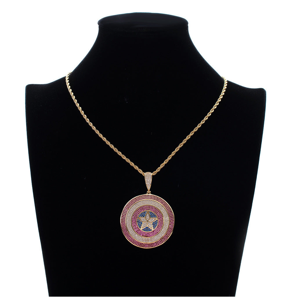 Star Geometric Cubic Zirconia Pendant Necklace for Men and Women
