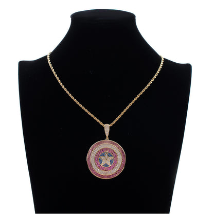 Star Geometric Cubic Zirconia Pendant Necklace for Men and Women