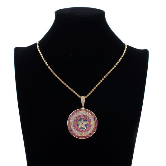 Star Geometric Cubic Zirconia Pendant Necklace for Men and Women