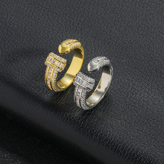 Hip Hop Diamond Shape Cubic Zirconia Ring for Men