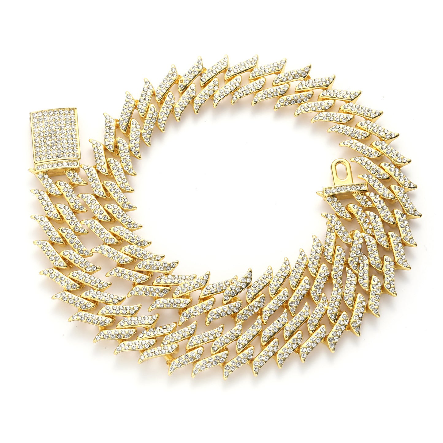 Hip Hop Cuban Link Thorn Spike Alloy Necklace for Men