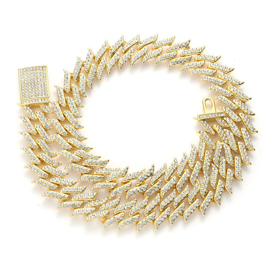 Hip Hop Cuban Link Thorn Spike Alloy Necklace for Men