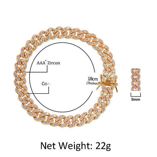 Sparkling Cuban Link Anklet for Women – Crystal Paved Chain Anklet in Gold, Silver, Pink & Half Pink Half White