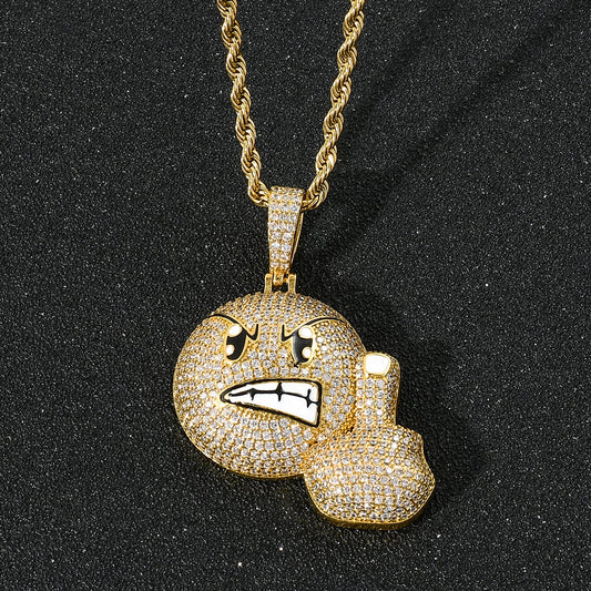 Hip Hop Light Luxury Square Cubic Zirconia Pendant Necklace for Men and Women