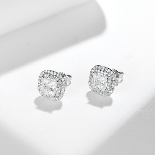 1 Carat Princess Cut Moissanite Stud Earrings, S925 Silver 18K Gold Plated alternate product image