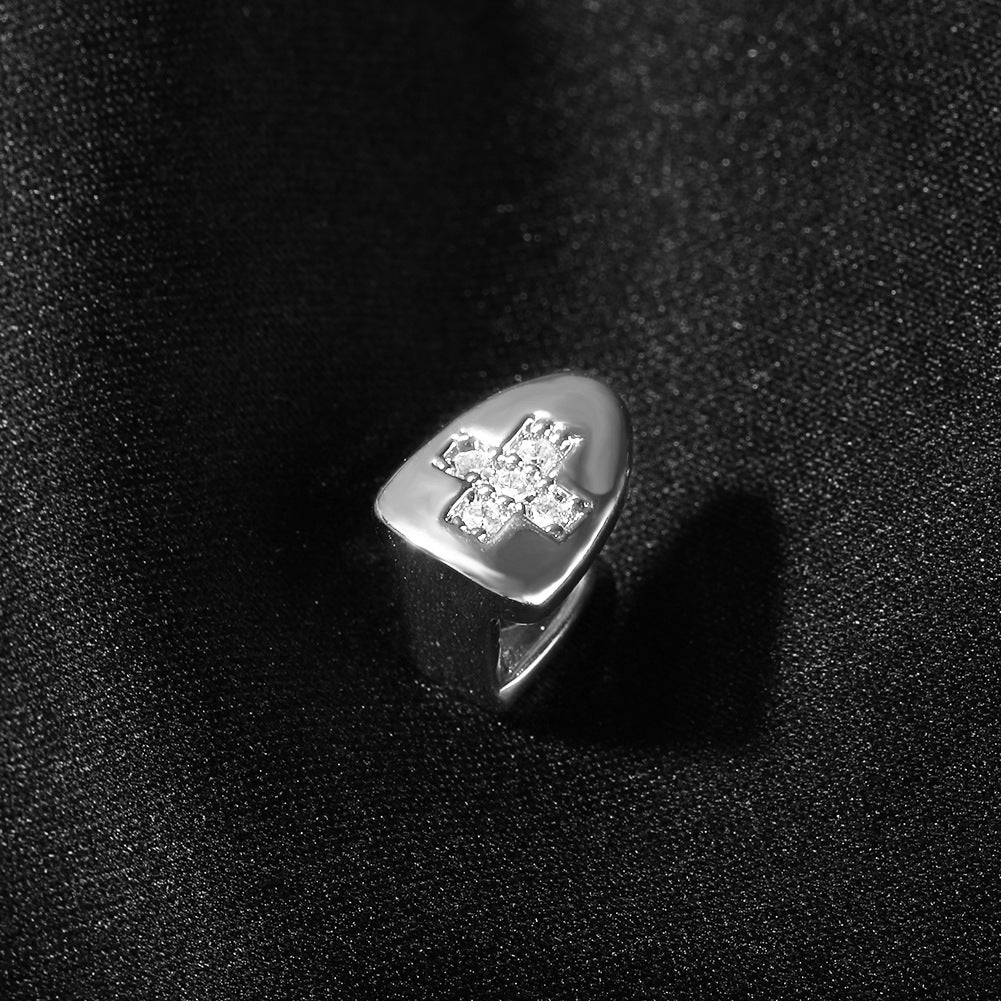 Hip Hop Cross Tooth Cap with Cubic Zirconia for Men & Women – Gold Plated or Silver Plated Statement Grill Accessory